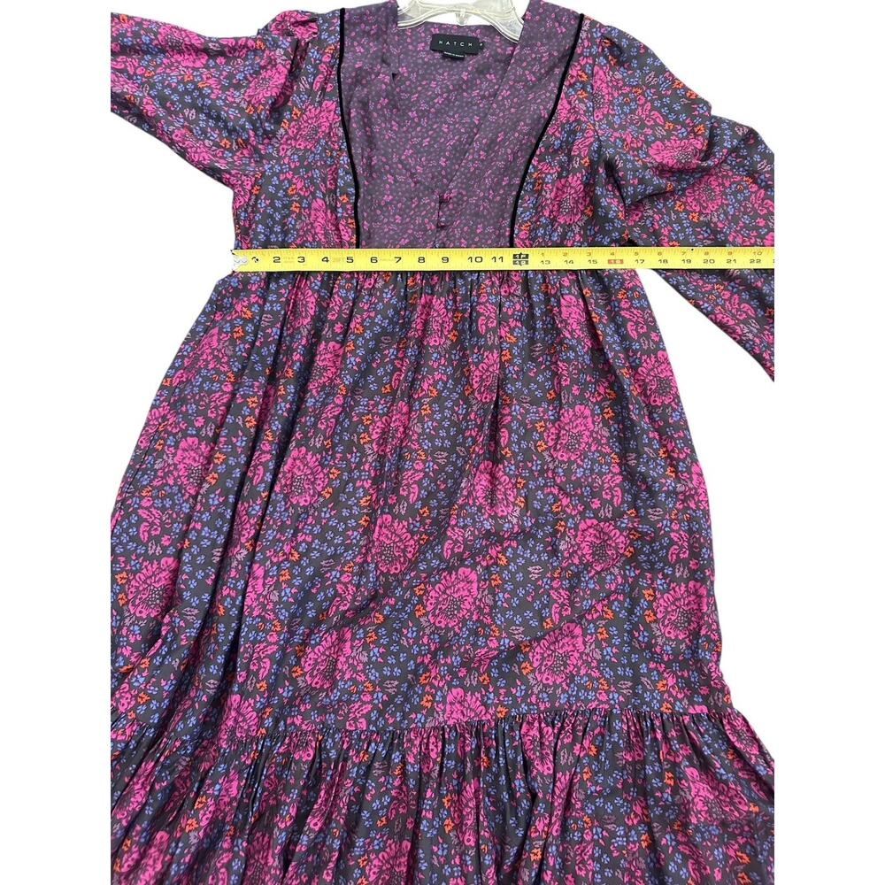 HATCH Maternity Purple Black Long Sleeve Floral The Addison Dress Size 0 - Picture 5 of 8